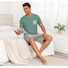 image:imagePrinStory Mens Pajamas Set Short Sleeve Pjs Sets S3XLHaze Blue Light Gray