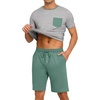 image:imagePrinStory Mens Pajamas Set Short Sleeve Pjs Sets S3XLLight Gray Blue