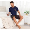 image:imagePrinStory Mens Pajamas Set Short Sleeve Pjs Sets S3XLNavy Blue Chocolate