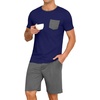 image:imagePrinStory Mens Pajamas Set Short Sleeve Pjs Sets S3XLNavy Blue Dark Gray