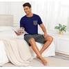 image:imagePrinStory Mens Pajamas Set Short Sleeve Pjs Sets S3XLNavy Blue Dark Gray
