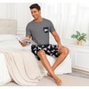 image:imagePrinStory Mens Pajamas Set Short Sleeve Pjs Sets S3XLNavy Blue Dog Gray