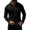 image:imagePrinStory Mens Quarter Zip Pullover Lightweight Thermal Slim Fit ShirtBlack