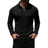 image:imagePrinStory Mens Quarter Zip Pullover Lightweight Thermal Slim Fit ShirtBlack