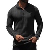 image:imagePrinStory Mens Quarter Zip Pullover Lightweight Thermal Slim Fit ShirtDark Gray