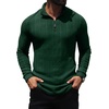 image:imagePrinStory Mens Quarter Zip Pullover Lightweight Thermal Slim Fit ShirtDark Green