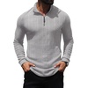 image:imagePrinStory Mens Quarter Zip Pullover Lightweight Thermal Slim Fit ShirtLight Gray