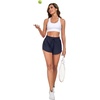 image:imagePrinStory Womens Athletic Running Shorts 3 with Zipper Pockets XSXLNavy Blue