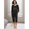 image:imagePrinStory Womens Pajama Sets Capri Pjs Soft Lounge Sets XS4XLFpblack White Cat