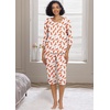 image:imagePrinStory Womens Pajama Sets Capri Pjs Soft Lounge Sets XS4XLFpwh Orange Feather