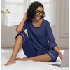 image:imagePrinStory Womens Pajama Sets Capri Pjs Soft Lounge Sets XS4XLNavy Blue