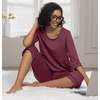image:imagePrinStory Womens Pajama Sets Capri Pjs Soft Lounge Sets XS4XLWine Red