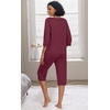 image:imagePrinStory Womens Pajama Sets Capri Pjs Soft Lounge Sets XS4XLWine Red