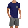 image:imagePrinStory Mens Pajamas Set Short Sleeve Pjs Sets S3XLNavy Blue Dark Gray