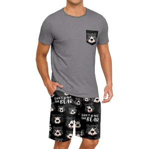 image:imagePrinStory Mens Pajamas Set Short Sleeve Pjs Sets S3XLBlack Bear Gray