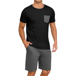 image:imagePrinStory Mens Pajamas Set Short Sleeve Pjs Sets S3XLBlack Dark Gray