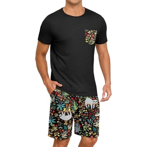 image:imagePrinStory Mens Pajamas Set Short Sleeve Pjs Sets S3XLBlack Sloth Black