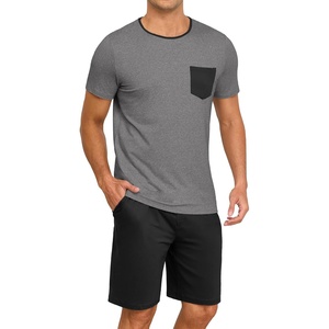 image:imagePrinStory Mens Pajamas Set Short Sleeve Pjs Sets S3XLDark Gray Black