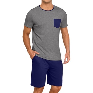 image:imagePrinStory Mens Pajamas Set Short Sleeve Pjs Sets S3XLDark Gray Navy Blue