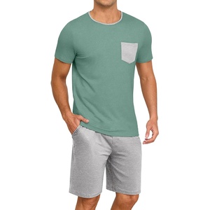 image:imagePrinStory Mens Pajamas Set Short Sleeve Pjs Sets S3XLHaze Blue Light Gray