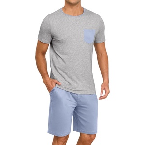 image:imagePrinStory Mens Pajamas Set Short Sleeve Pjs Sets S3XLLight Gray Sky Blue
