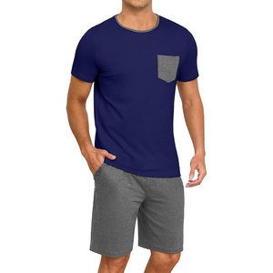 image:imagePrinStory Mens Pajamas Set Short Sleeve Pjs Sets S3XLNavy Blue Dark Gray