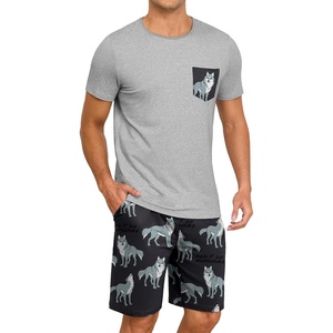 image:imagePrinStory Mens Pajamas Set Short Sleeve Pjs Sets S3XLWolf Light Gray