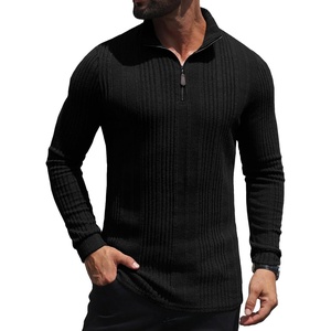 image:imagePrinStory Mens Quarter Zip Pullover Lightweight Thermal Slim Fit ShirtBlack