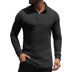 image:imagePrinStory Mens Quarter Zip Pullover Lightweight Thermal Slim Fit ShirtDark Gray