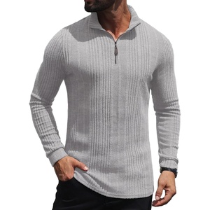 image:imagePrinStory Mens Quarter Zip Pullover Lightweight Thermal Slim Fit ShirtLight Gray