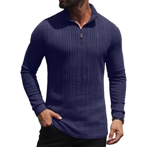 image:imagePrinStory Mens Quarter Zip Pullover Lightweight Thermal Slim Fit ShirtNavy Blue