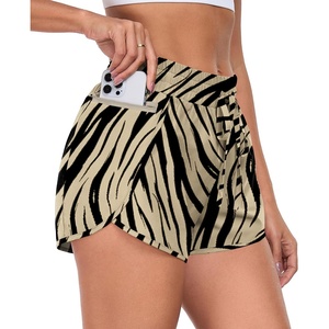 image:imagePrinStory Womens Athletic Running Shorts 3 with Zipper Pockets XSXLZebra Stripe
