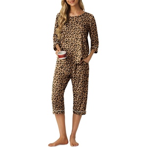 image:imagePrinStory Womens Pajama Sets Capri Pjs Soft Lounge Sets XS4XLFpapricot Ld Print