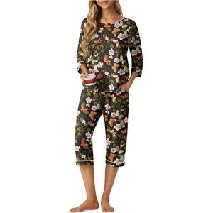 image:imagePrinStory Womens Pajama Sets Capri Pjs Soft Lounge Sets XS4XLFpbk Leaf Butterfly