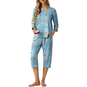 image:imagePrinStory Womens Pajama Sets Capri Pjs Soft Lounge Sets XS4XLFpblue Mandala Print