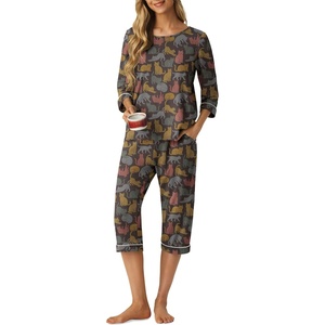 image:imagePrinStory Womens Pajama Sets Capri Pjs Soft Lounge Sets XS4XLFpcoffee Colorful Cat