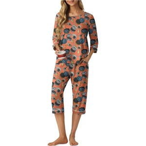 image:imagePrinStory Womens Pajama Sets Capri Pjs Soft Lounge Sets XS4XLFppink Glass Caviar