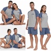 image:imageCouples Pajamas Set Short Sleeve Raglan Shirts and Shorts Lounge Sleepwear01gray Blue