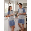 image:imageCouples Pajamas Set Short Sleeve Raglan Shirts and Shorts Lounge Sleepwear01gray Blue