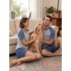 image:imageCouples Pajamas Set Short Sleeve Raglan Shirts and Shorts Lounge Sleepwear01gray Blue
