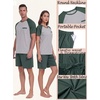 image:imageCouples Pajamas Set Short Sleeve Raglan Shirts and Shorts Lounge Sleepwear02green