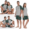 image:imageCouples Pajamas Set Short Sleeve Raglan Shirts and Shorts Lounge Sleepwear02green