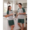 image:imageCouples Pajamas Set Short Sleeve Raglan Shirts and Shorts Lounge Sleepwear02green