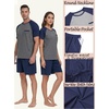 image:imageCouples Pajamas Set Short Sleeve Raglan Shirts and Shorts Lounge Sleepwear03navy Blue