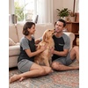 image:imageCouples Pajamas Set Short Sleeve Raglan Shirts and Shorts Lounge Sleepwear04dark Gray