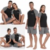 image:imageCouples Pajamas Set Short Sleeve Raglan Shirts and Shorts Lounge Sleepwear04dark Gray