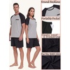 image:imageCouples Pajamas Set Short Sleeve Raglan Shirts and Shorts Lounge Sleepwear05black