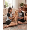 image:imageCouples Pajamas Set Short Sleeve Raglan Shirts and Shorts Lounge Sleepwear05black