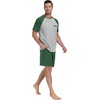 image:imageCouples Pajamas Set Short Sleeve Raglan Shirts and Shorts Lounge Sleepwear06dark Green