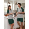 image:imageCouples Pajamas Set Short Sleeve Raglan Shirts and Shorts Lounge Sleepwear06dark Green